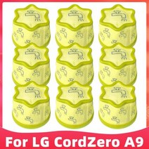 부품 악세사리 드론 RC카 무선조종 장난감 LG CordZero A9 무선 스틱 진공 예비 액세서리 교체 프리 필터 비교 ADQ74774001502, 9Pcs Filters