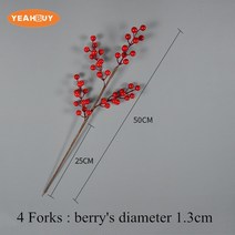 플로랄폼 크리스마스 거품 인공 실버 골드 레드 베리 콩 나뭇 가지 DIY 수제 꽃 꽃다발 장식 액세서리, 02 2_01 1 piece