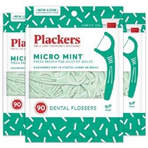 Plackers 마이크로 민트 치실 슈퍼 터플로스 Sure-Zip 씰로 간편한 보관 750개(5개들이 팩), 90 카운트(3개들이)