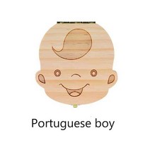 유치 유아치 치아 보관 함 치아 상자 스페인어영어네덜란드포르투갈프랑스어폴란드 나무 치아 상자 주최자 우유 치아 보관 상자 수집, 포르투갈 소년