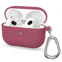 이어폰케이스 Apple 에어팟 3 케이스 무선 이어폰 Funda 액세서리 에어 포드 Anti-fall Anti-lost Cover With Carabiner, [11] Rose Red