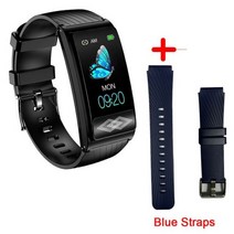 ECG PPG HRV 스마트 팔찌 남성용 손 ECG 텍스트 심전도 기록 심박수 스마트 밴드 방수 피트니스 팔찌, 05 Black Blue Straps