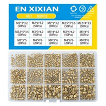 핫 멜트 너트용 나사산 인서트 황동 히트 세트 M2, M2-M4 600개