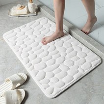 조약돌 양각 욕실 목욕 매트 코랄 플리스 미끄럼 방지 카펫 욕조 바닥 깔개 샤워실 현관 매트 메모리 폼 패드, White