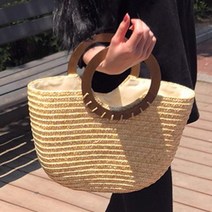 [바보사랑] A-16 우드링 왕골 핸드백 - 왕골가방 비치백 라탄백