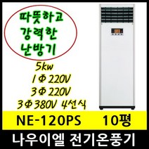 나우이엘 NE-120PS 전기온풍기 10평형 5kw 설치비별도, 3상220V