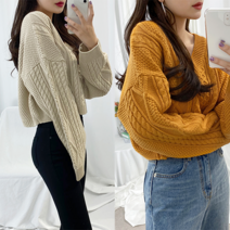 미씽유 자체제작 여성용 데일리 꽈배기 크롭 니트