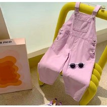 투비전스토어 멜빵청바지 여아용 데님 오버롤 바지 포켓 플라이 슬리브 셔츠 유아 십대 아동용 멜빵 어린이 던가리 아기 옷 3-14Y
