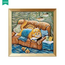 수란 3D 부조 DIY 명화 세트, 34x34cm+선물함+안료+화필x3, 고양이-드라마