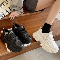 어글리슈즈 키높이 쿠션 올블랙 굽높은 걷기편한 6.5cm 운동화