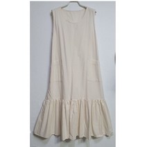 광목 롱 원피스 빅프릴 민소매 원피스 자연소재