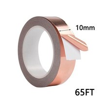 구리 호일 동박 구리 포일 테이프 단일 측면 전도 EMI 차폐 고온 가열 3mm 5mm 6mm 8mm 10mm 65FT, 05 10MM