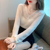 DFMEI 여름 브이넥 풀오버 긴팔 아이스 자외선 차단 블라우스 조심기 상의 여