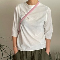 슬림 7부 코튼 티셔츠