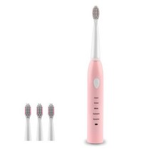 음파전동칫솔 본체1개+리필3개 휴대용 치석 구강세정기 미백 고주파, 핑크