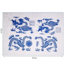 도자기 점토 전송 종이 유약 언더글레이즈 꽃 Jingdezhen 파란색과 흰색 데칼 47x35cm 1 피스, 16