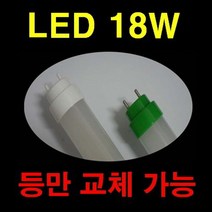 LED 슬림직갓 노출 갓등 슬림매입 램프포함 등기구/20W 32W 40W 형광등 등만교체 LED 직관등/전구색 주광색 18W 컨버터 외장형 LED 직관램프 램프만, 120cm AC 직결형 투명 18W