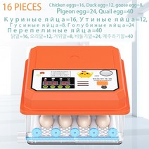 병아리부화기 계란 닭 자동 부화기 새 메추라기 병아리 이중 전체 가금류 터너 농장 부화 도구 개, 16 PCS EGG incubator+EU Plug