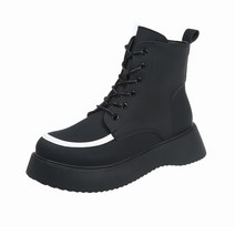 앵글부츠 킬힐 롱 어그 하비롱 어그롱 하비 통넓은 키작녀 영륜풍 마틴 여자 2022 가을 겨울 패션 송편 두꺼운 바닥 큰 머리 끈 기모 멋있는 기관차, 블랙 크메르 37