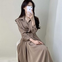 원피스 우아한 옷깃 여성 주름 드레스 가을 겨울 긴 소매 슬림 허리 여성 세련된 드레스 여성