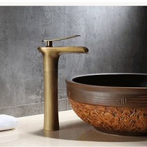 JINGHENG 구리 골드 색상 폭포 수도꼭지 원홀 세면대 욕실 화이트 수전, 앤티크 하이 스타일 (카운터 분지 위)개