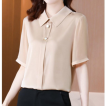 [바니드] 여성 정장블라우스 셔츠 반팔 카라넥 오피스룩 0256