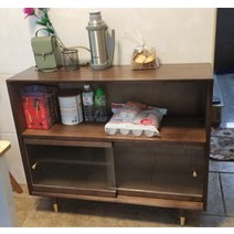 북유럽 원목 수납장 빈티지 가구 주방 선반 찬장 정리 카페장 세덱그릇장 찻장, 100cm호두나무 + 쌍문