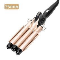 볼륨 앞머리 물결 빗 봉 고데기 2032mm 헤어 컬러 트리플 배럴 세라믹 헤어 컬링 전문 헤어 웨이버 집게 모든 헤어 유형에 대한 스타일러 도구, 25mm 골드, 유럽 ​​연합