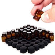 용기 퍼품용기 24pcs 1ml 작은 호박색 유리 병 병 용기 도테라 에센셜 오일 샘플 향수 용 오리피스 감속기 검은 뚜껑