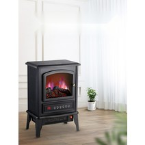 전기벽난로 가정용 불멍 벽난로 인테리어 LED 온풍기 가정용 에너지 절약형 거실 히터, 블랙 단문형