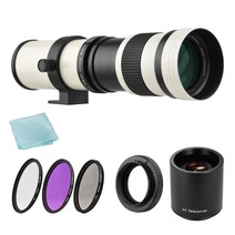 호환 텔레컨버터 익스텐더 콘버터 카메라 mf 초망원 줌 렌즈 f8.3-16 420-800mm t 마운트 uvcplfld 필터 세트 카메라용 2x 420-800mm 텔레컨버터, white