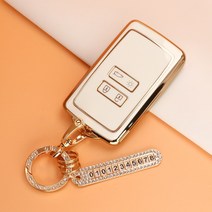유투카 르노삼성 QM6 SM6 XM3 자동차 스마트 키케이스 TPU 키홀더 차 키버 키링 스트랩, TR-01, 골드아이보리