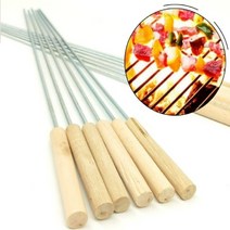 캠핑 바베큐꼬치 우드핸들 양꼬치 닭꼬치 꼬챙이 꼬지 쇠꼬챙이 41cm 꼬치 24P 세트