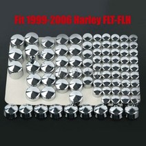 할리 데이비슨 FLT FLH 로드 킹 일렉트라 글라이드 스트리트 투어링 1999-2015 용 크롬/블랙 볼트 토퍼 캡 커버 세트, 3.99-06 Touring Chrome