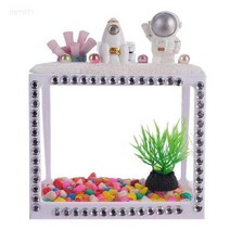 Betta-물고기 탱크 DIY 플라스틱 물고기 그릇 미니 수족관 투명 키퍼 먹이 상자 거북이 애완 동물 스타터 키트 MB, [02] astronaut