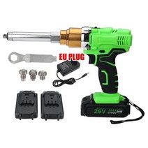 전동 리벳 리베트 26V 건 6000mAh 휴대용 무선 충전식 블라인드 건 지원 2.4 5.0mm LED 라이트, EU 플러그 2 배터리