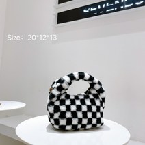 YAPOGI 여성 가방 YAPOGI 새로운 한국어 인터넷 연예인 레트로 인쇄 바둑판 무늬 봉제 가방 패션 휴대용 어깨 메신저 가방 YAPOGI