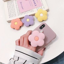 꽃 핸드폰 그립톡 스마트톡 거치대 스마트폰 아이폰 핑거링, 1개, 퍼플