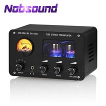 진공관 앰프 스피커 Nobsound hifi 프리 스테레오 4 방향 오디오 스위처 vu 미터가있는 데스크탑 헤드폰 trebleampbass control, 한개옵션0