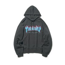 THRASHER 3 21 플레임 로고 후디 차콜
