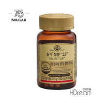 솔가 철분 25 3개월분 임산부추천 임산부영양제 식물성캡슐 글루텐프리 HD 솔가철분, 솔가 철분제 25mg 90캡슐 3개월분 1통