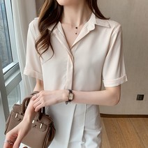 여성 여름 쉬폰 V넥 반팔 블라우스 셔츠 하늘비즈 C31 C346C366