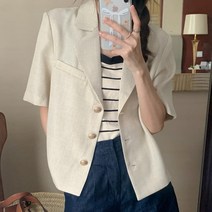 타니즈 아벤 테일러드 린넨 싱글 여름 반팔 자켓