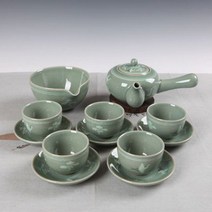 청자 운학 잔받침 5인 다기세트 찻잔 5인다기 전통다기 종합다기 청자다기 부부다기 풀세트다기 도자기_670TX, 1개