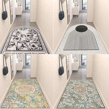 북유럽 감성 플라워 현관매트 업소용 코일 발매트 카페 인테리어, 블루플라워 직사각 80x120, 1개