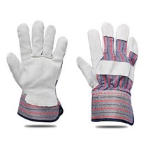 건설 안전 충격방지 작업 장갑 ABTW 6쌍 고무 커프 스플릿 소가죽 팜 라지 #190704L, 6_Large