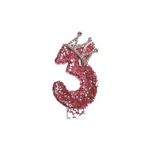 어린이 생일 양초 0-9 번호 핑크 나비 반짝이 밀랍 케이크 장식 기념일 파티, [17] Crown-3