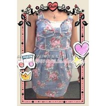 LIZ LISA 날염 데님 끈 나시 슬림핏 랩 원피스