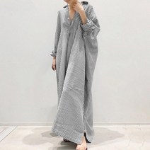 선드레스 긴팔 비치 우아한 패션 꽃무늬 셔츠 라펠 넥 여성용 드레스 동남아 원피스 버튼 스트라이프 롱 맥시 여성 바캉스 가을 신혼