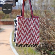 [가방뜨기] 롬버스 에코백 만들기 (Rhombus Eco Bag)_(바탕실2볼+배색실2볼+도안), 카키